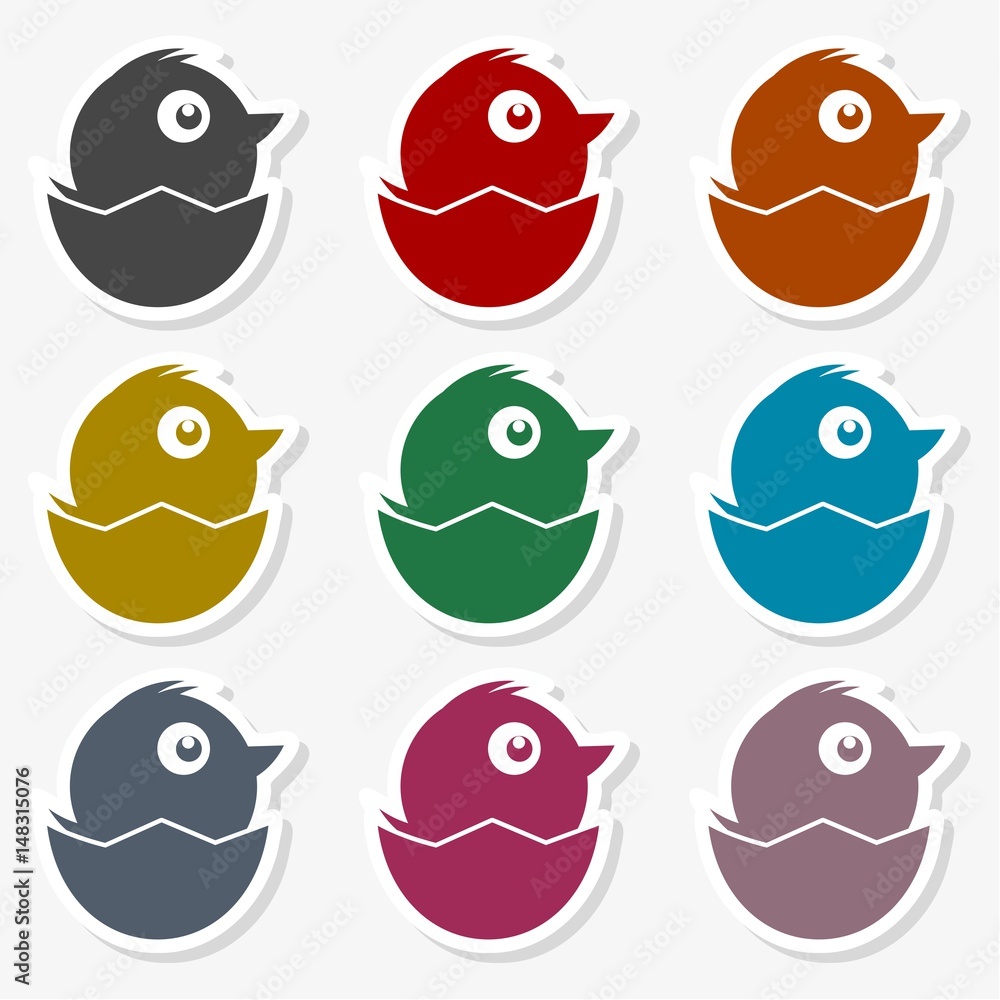 Fototapeta premium Newborn bird in the broken egg shell vector - Illustration