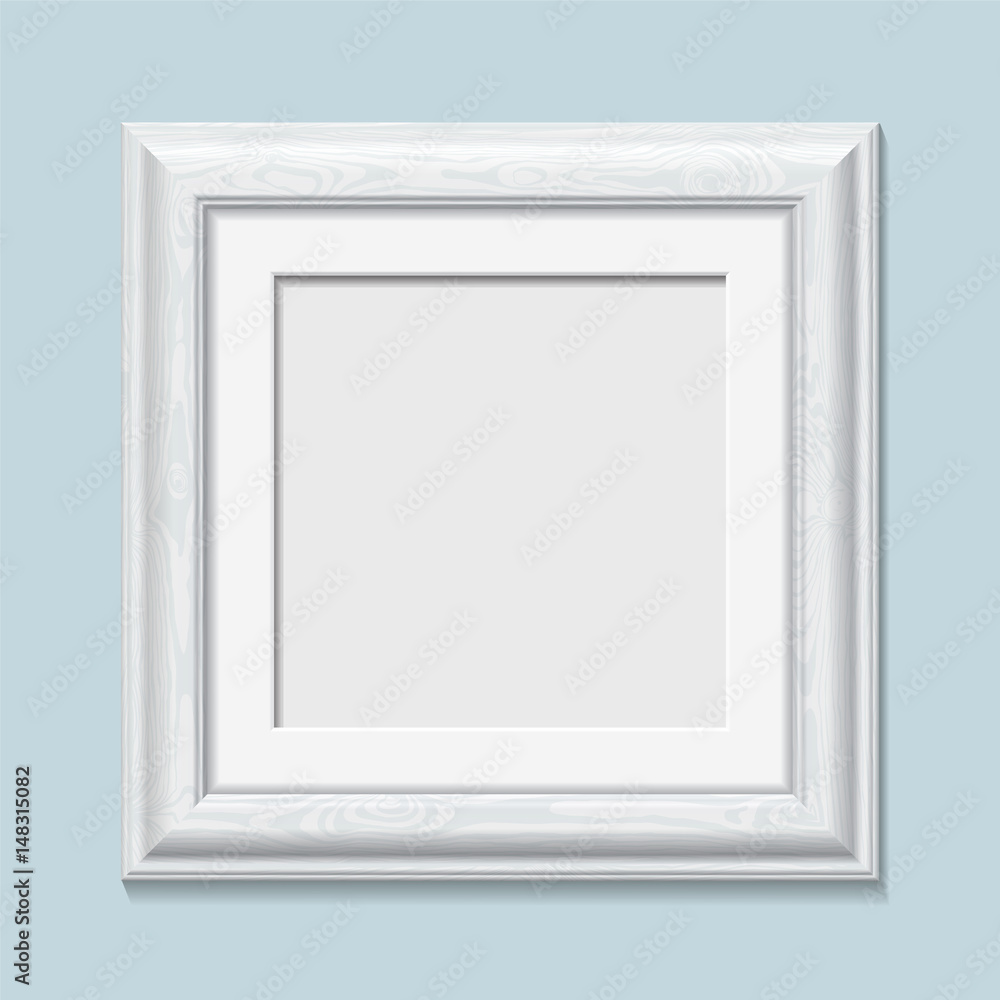 Square wooden white photo frame, vector Square wooden white photo frame, vector