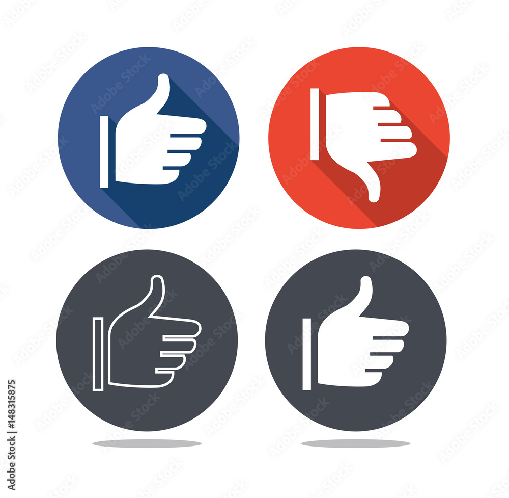 Thumbs up and down - i like it - icon set vector illustration Thumbs up and down - i like it - icon set vector illustration
