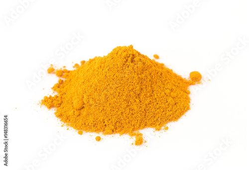 Turmeric power on white background, herb and healthy care concept