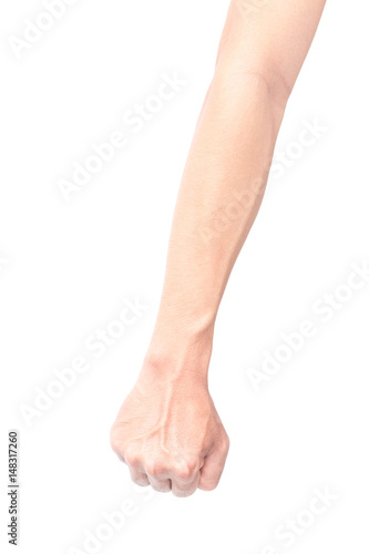 Man arm with blood veins on white background, health care and medical concept © mraoraor