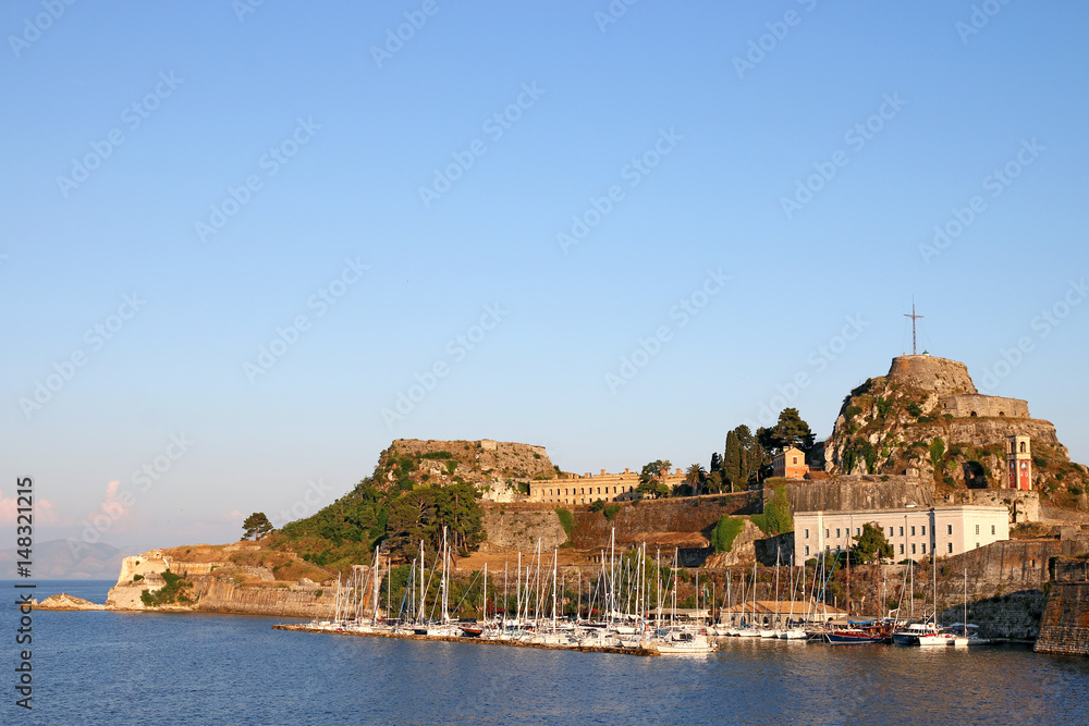 Naklejka premium Old fortress Corfu island Greece summer season