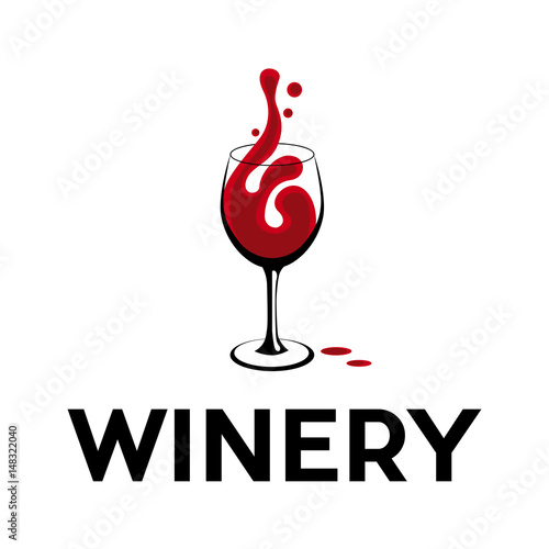 Vector abstract glass of wine, winery concept