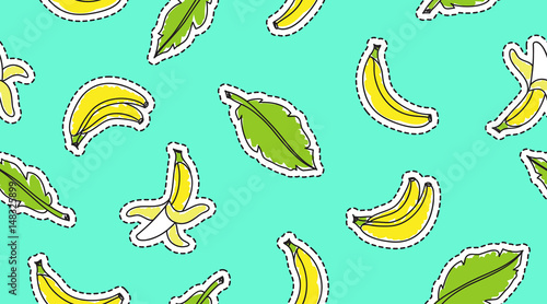 hand drawn bananas stickers  seamless pattern