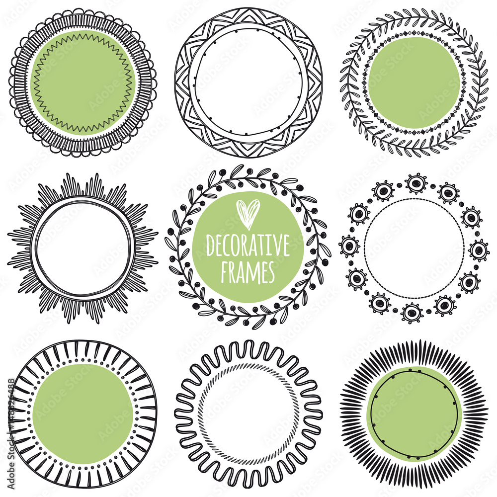 Set of frames for text or photo. Sketch. Freehand drawing Set of frames for text or photo. Sketch. Freehand drawing