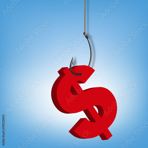 monnaie - Dollar - économie - devise - hameçon