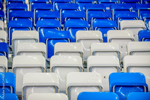 Bright blue and white stadium seat