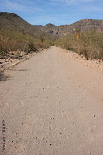 Long distance cycling on remote and deserted gravel roads  Baja California Sur  Mexico