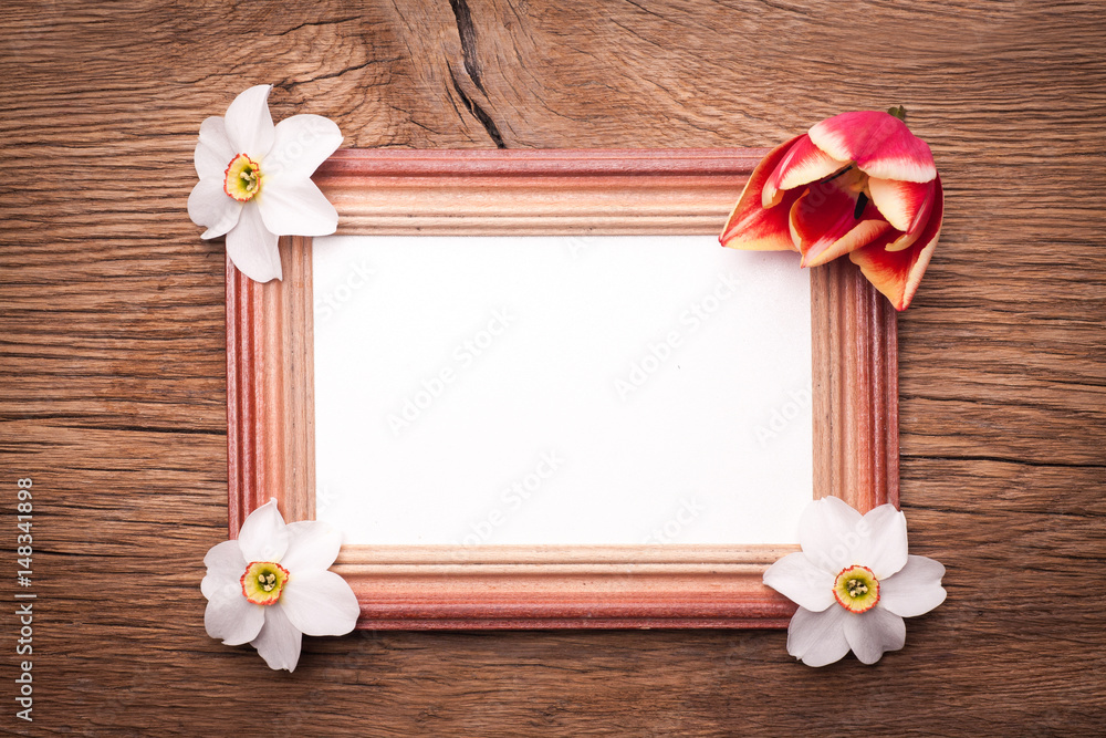 Fototapeta premium Decorative frame of dafodils
