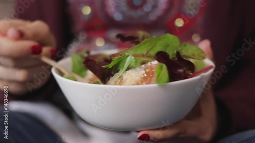 Woman eating a healthy salad