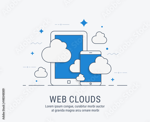 Web clouds. Flat modern vector illustration for web.
