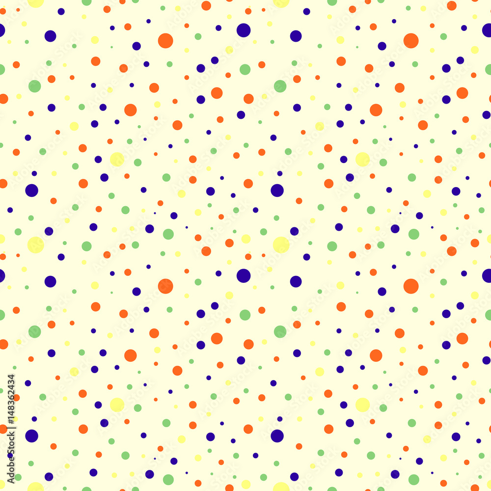 Seamless vector pattern with dots. Simple graphic design. Dotted colorful drawn background with little decorative elements. Print for wrapping, web backgrounds, fabric, decor, surface Seamless vector pattern with dots. Simple graphic design. Dotted colorful drawn background with little decorative elements. Print for wrapping, web backgrounds, fabric, decor, surface