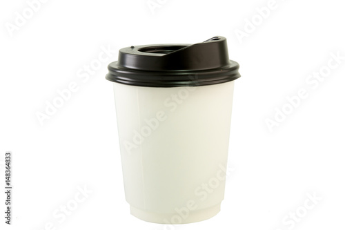 Disposable coffee cup isolated on white background with clipping path