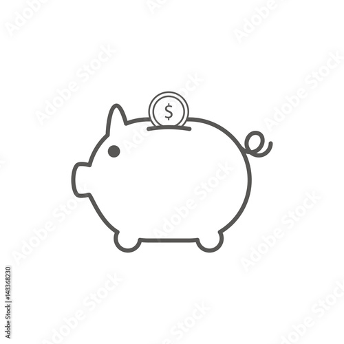 Simple Business and Finance Vector Flat Icon. Classic pink piggy as coin keeper. Flat style icon.  