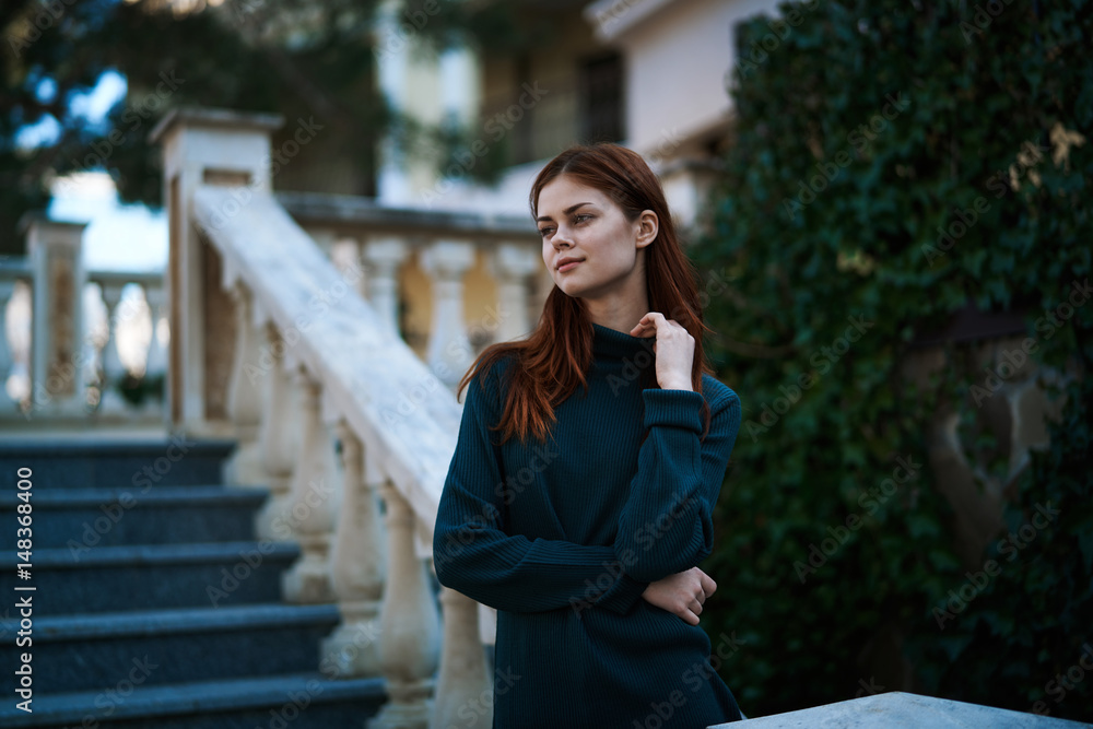 woman, architectural structure, steps, nature woman, architectural structure, steps, nature