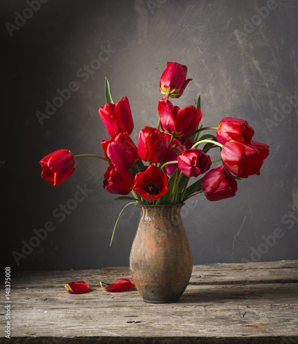 Photography Still life with yellow tulips