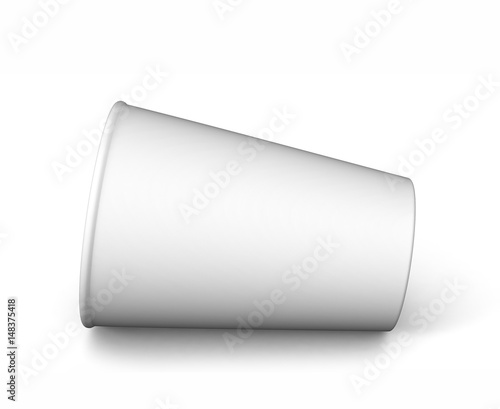 Mockup coffee white paper cup isolated on white background. Blank space for text, logo and other print branding design. 3d render