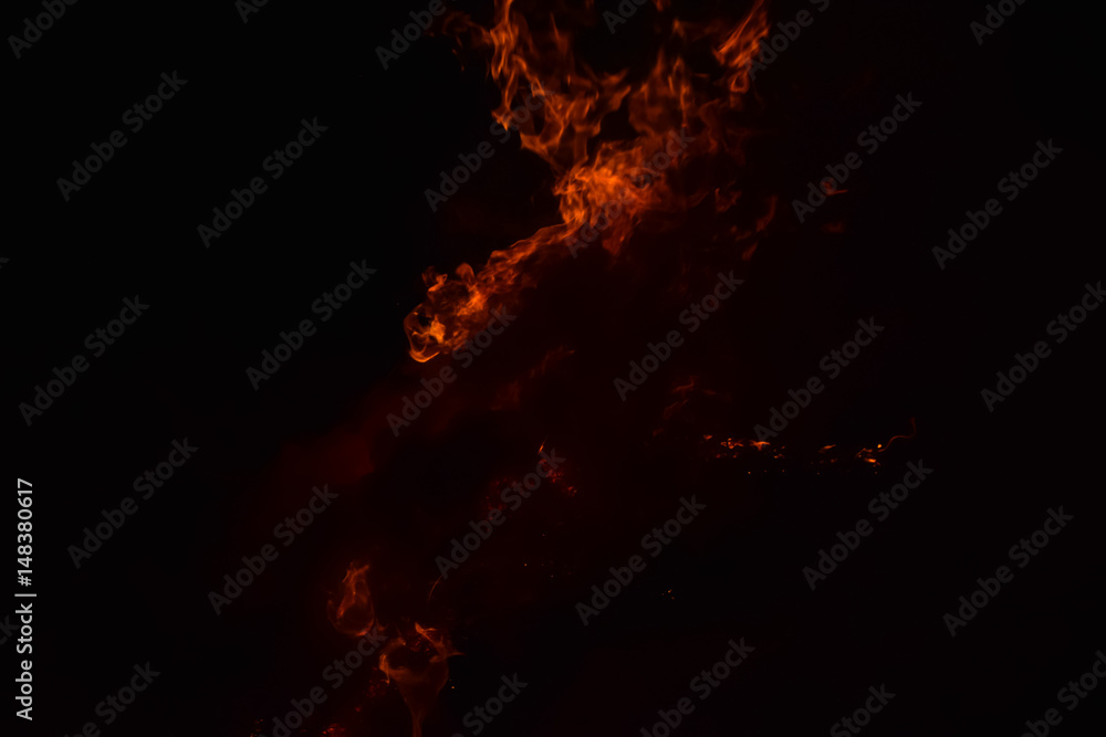 Burning of rice straw at night. Burning of rice straw at night.