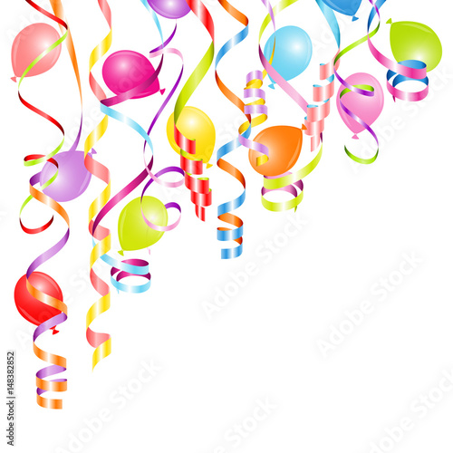 Colored Streamers & Balloons Party Background