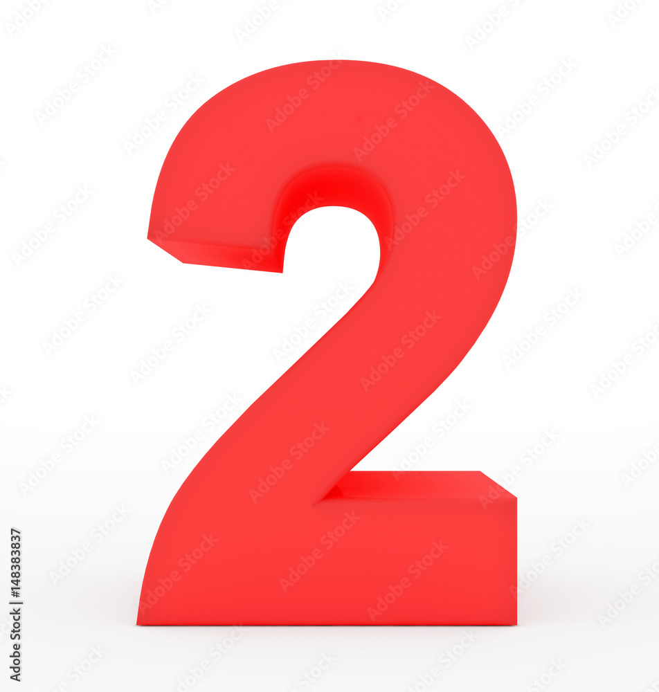 number 2 3d red isolated on white number 2 3d red isolated on white