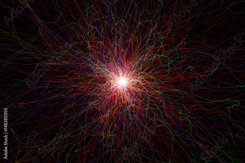 electric multicolored fractal on a black background