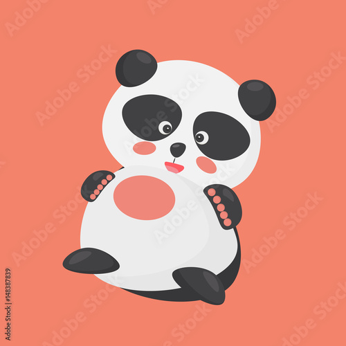 Fototapeta Naklejka Na Ścianę i Meble -  A portrait of a cute panda happily sitting.