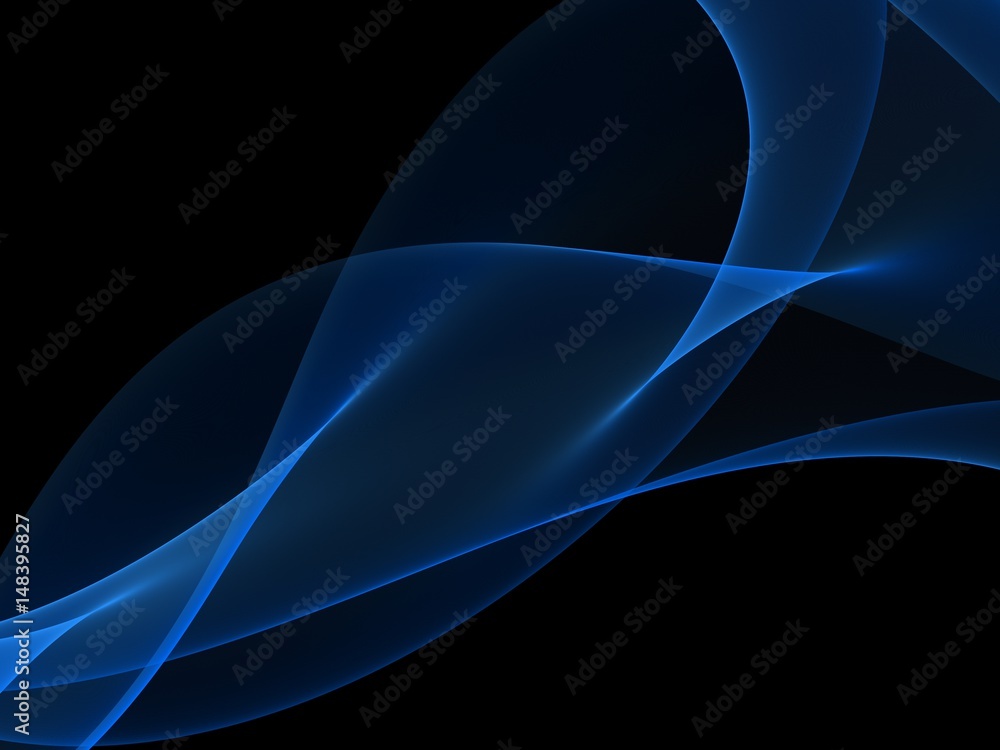Fototapeta premium Abstract Light blue wave on black background 