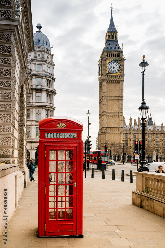 Fototapeta London Telephone Booth i Big Ben