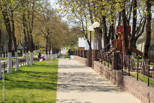 CHECHERSK, BELARUS - May 3, 2017: A pedestrian walk near the Children's Square photo