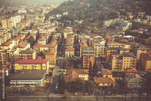 View from above on the city of Brescia, early spring morning