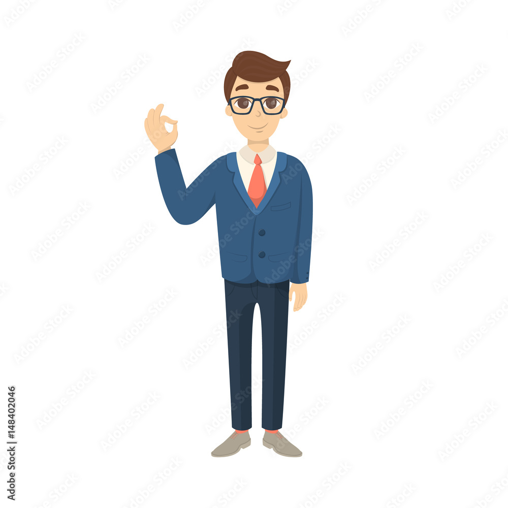 Isolated businesman with ok gesture on white background. Isolated businesman with ok gesture on white background.