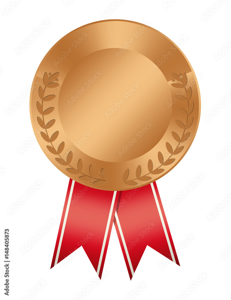 Isolated bronze medal on white background. Award with ribbon. Isolated bronze medal on white background. Award with ribbon.