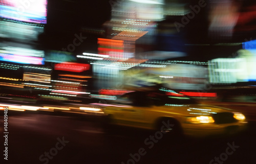 Taxi speeds through New York