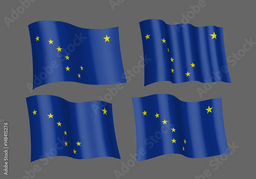 Vector art flags waving illustration: alaska