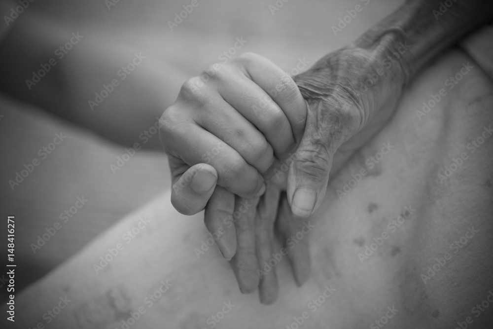 Hands of the old woman. Black and White. Hands of the old woman. Black and White.