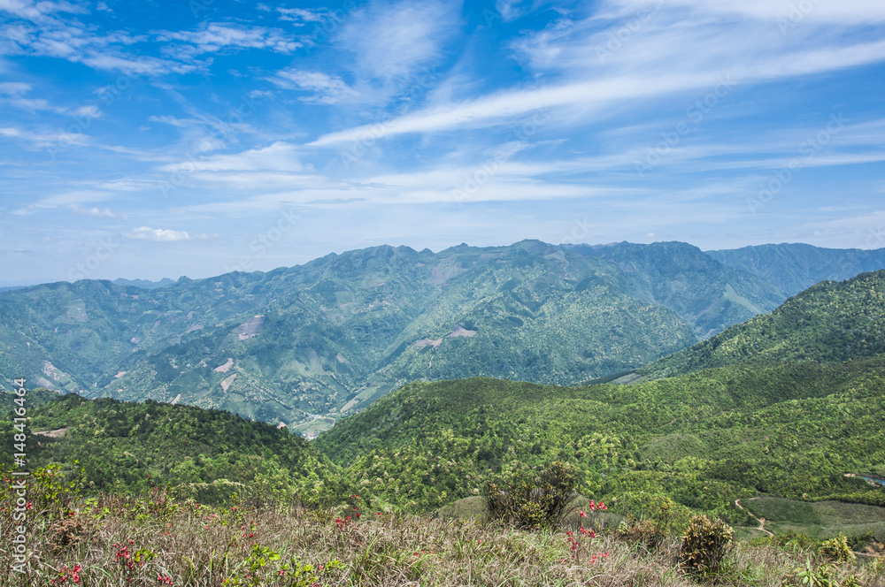 Mountains scenery with blue sky background  in summer 