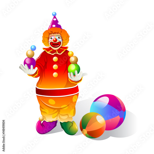 funny clown circus with ball performace