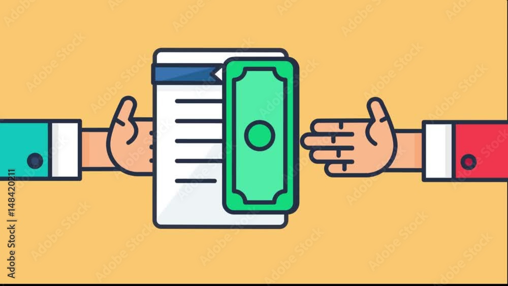 The process of payment motion graphics. Rent, salary costs. Wages and income. Animated receipt of money. Animation of contract and payment. The conclusion of the contract The process of payment motion graphics. Rent, salary costs. Wages and income. Animated receipt of money. Animation of contract and payment. The conclusion of the contract