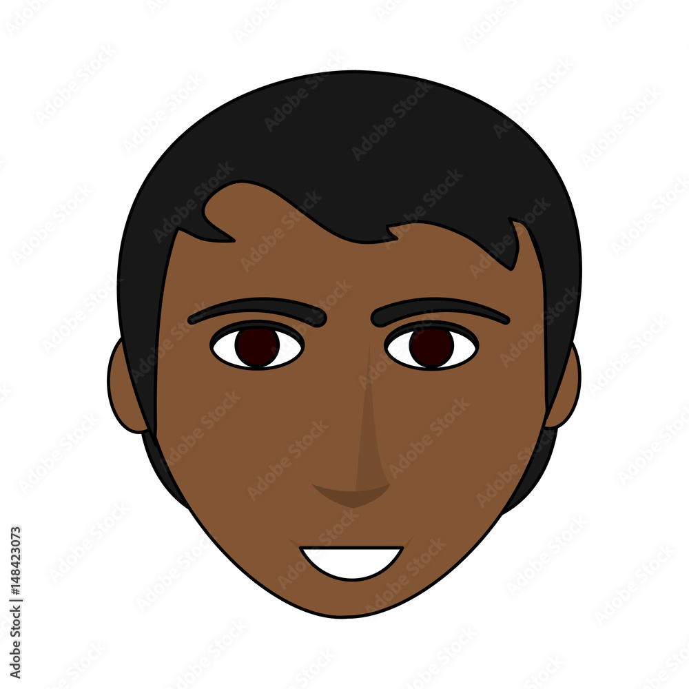 color image cartoon front face man brunette with hairstyle vector illustration color image cartoon front face man brunette with hairstyle vector illustration