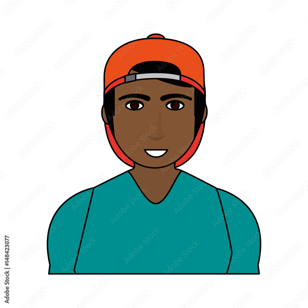 color image cartoon half body brunette man with atlethic body and sport clothing vector illustration color image cartoon half body brunette man with atlethic body and sport clothing vector illustration