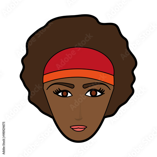 young pretty dark skin woman wearing visor icon image vector illustration design 