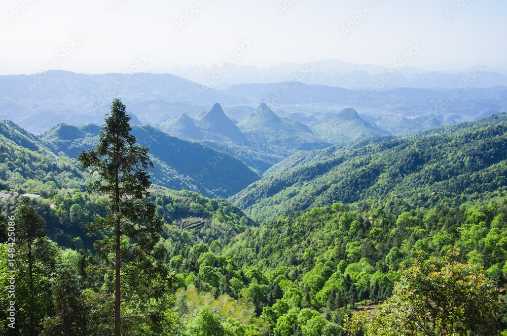Mountains scenery with blue sky background  in summer 