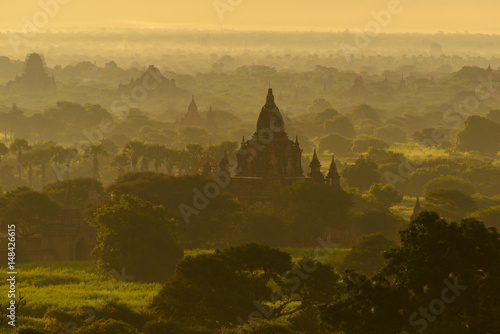 The plain of Bagan on during sunrise, Mandalay, Myanmar