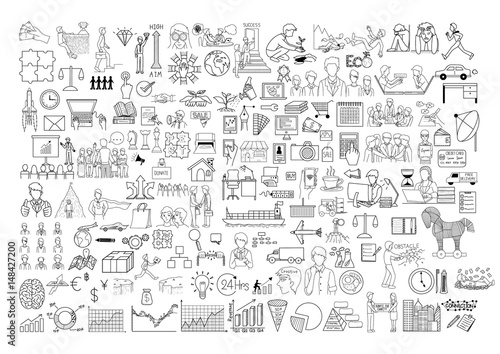doodle icons set with editable stroke width