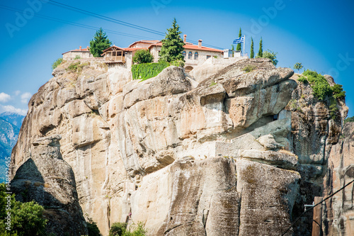 Obraz na płótnie GREECE, METEORA, spectacular rock formations and Greek Orthodox monastery w salonie