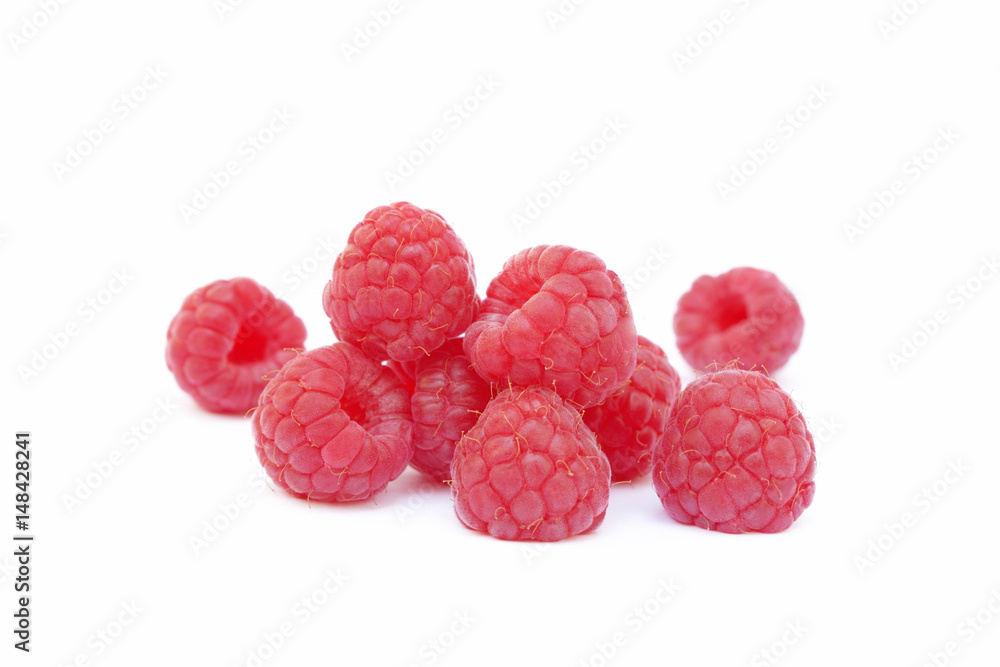 Sweet ripe raspberries isolated on white background Sweet ripe raspberries isolated on white background