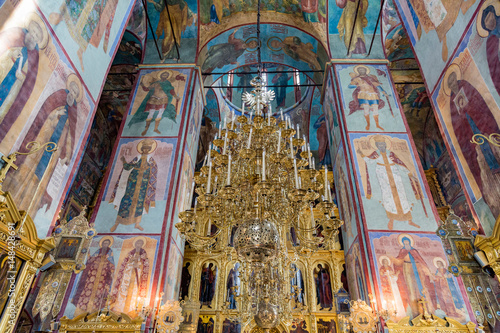 SERGIEV POSAD  RUSSIA - APRIL 26  2017  Interior of the ensemble of orthodox buildings of the Holy Trinity Saint-Sergius Lavra  