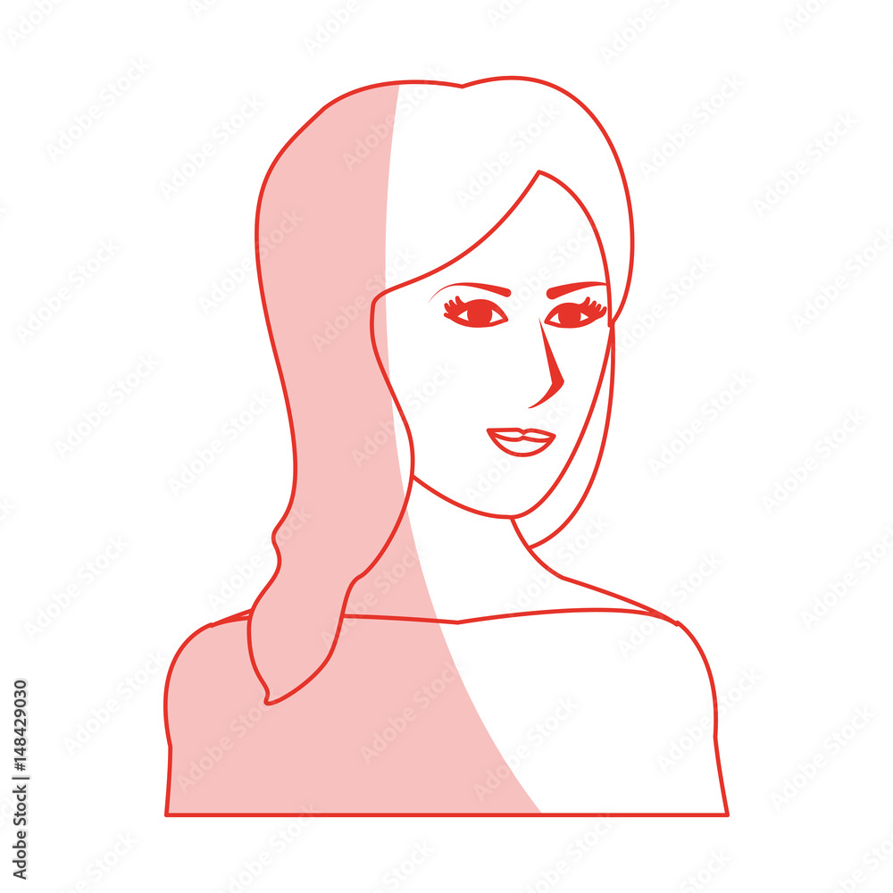 red silhouette shading cartoon half body woman with long side hairstyle vector illustration red silhouette shading cartoon half body woman with long side hairstyle vector illustration