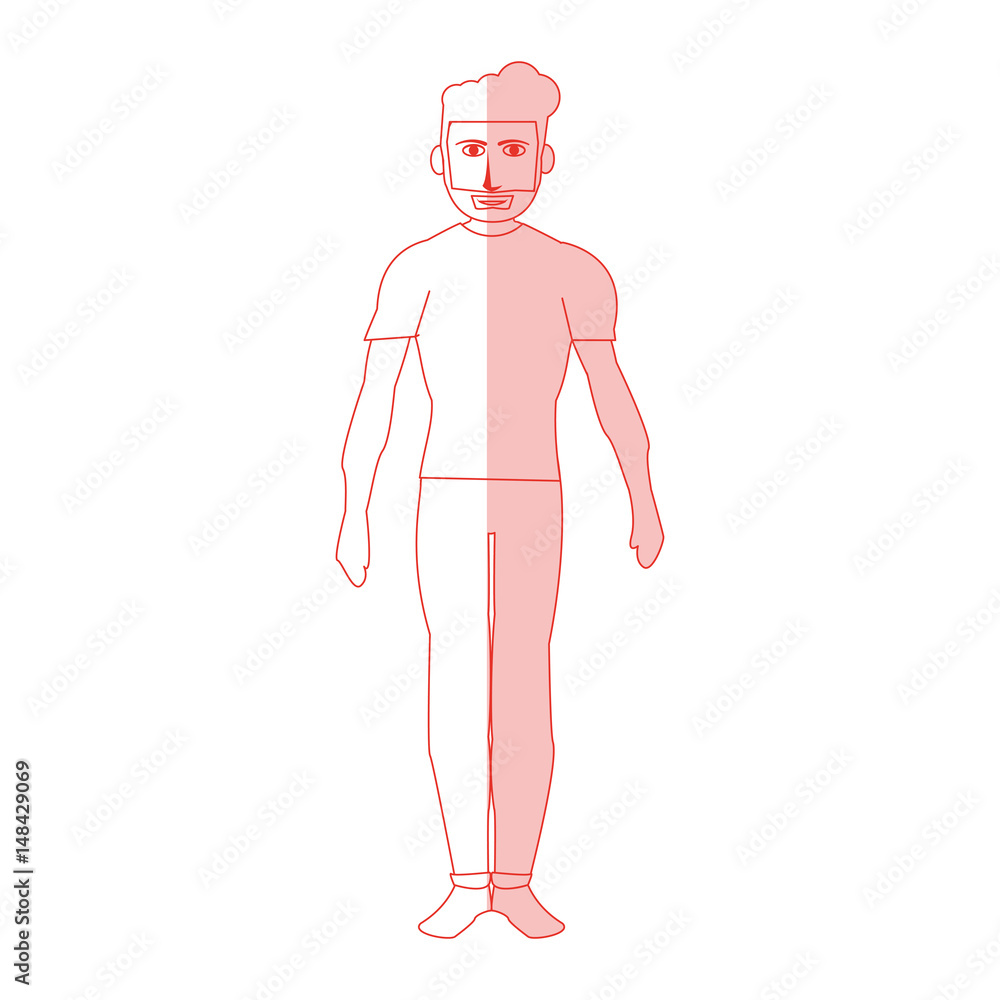 red silhouette shading cartoon full body man with beard vector illustration red silhouette shading cartoon full body man with beard vector illustration