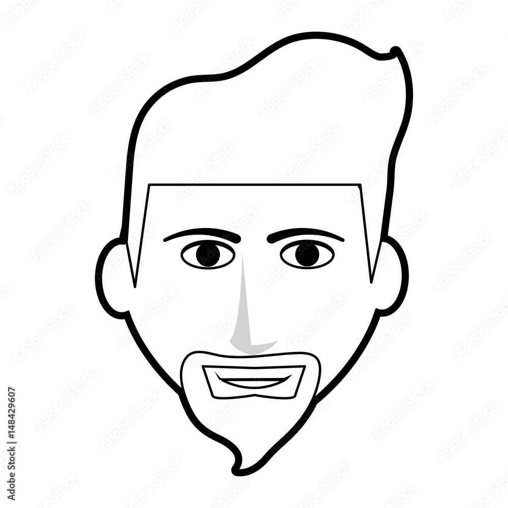 black silhouette cartoon front face man with beard vector illustration black silhouette cartoon front face man with beard vector illustration